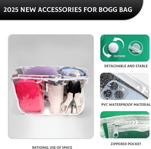 6Pcs Clear Organizer Insert for Bogg Bag Accessories with Phone Holder,Hooks for Bogg Bag X Large Organizing Your Bags and Divide Space Black in Saudi Arabia