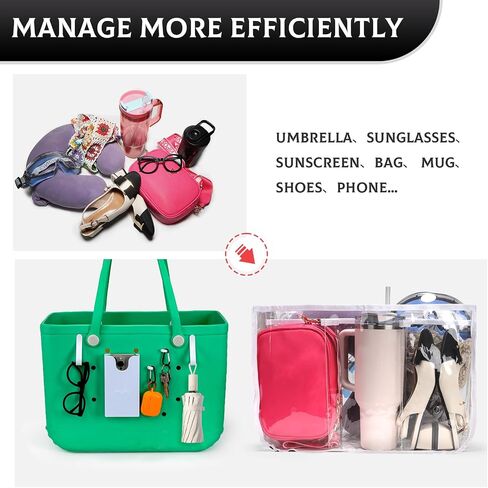 6Pcs Clear Organizer Insert for Bogg Bag Accessories with Phone Holder,Hooks for Bogg Bag X Large Organizing Your Bags and Divide Space Black in Saudi Arabia