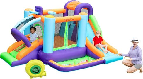 Airmyfun نطاطات نطاطية القابلة للنفخ للأطفال في الهواء الطلق ، قلعة نطاطية قابلة للنفخ للأطفال الكبار ، الأطفال يرتدون منزل مع منفاخ للحفلات الداخلية ، شريحة الأطفال القفز منزل نفخ in Kuwait