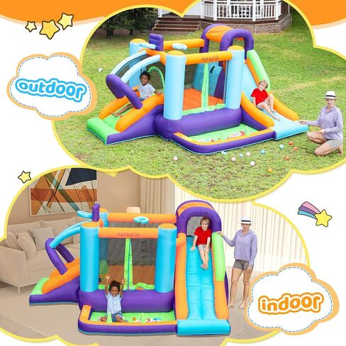 Airmyfun نطاطات نطاطية القابلة للنفخ للأطفال في الهواء الطلق ، قلعة نطاطية قابلة للنفخ للأطفال الكبار ، الأطفال يرتدون منزل مع منفاخ للحفلات الداخلية ، شريحة الأطفال القفز منزل نفخ in Kuwait