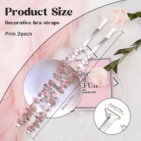 Floral Bra Straps Decorative for Women, Removable Invisible Floral Bra Straps Replacement, Shoulder Straps in Saudi Arabia