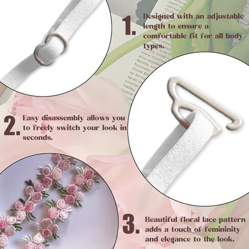 Floral Bra Straps Decorative for Women, Removable Invisible Floral Bra Straps Replacement, Shoulder Straps in Saudi Arabia