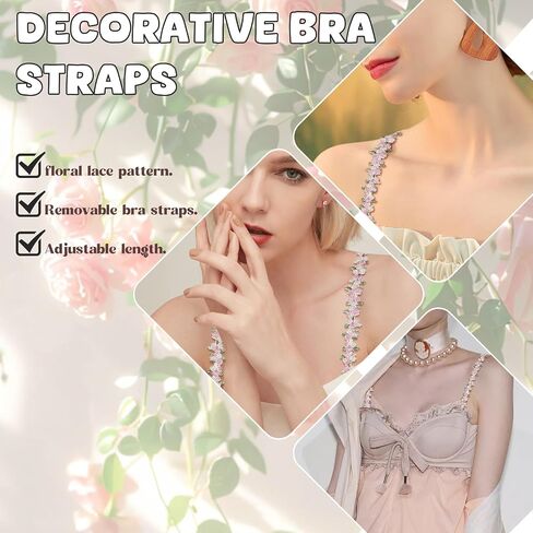 Floral Bra Straps Decorative for Women, Removable Invisible Floral Bra Straps Replacement, Shoulder Straps in Saudi Arabia