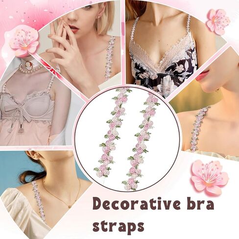 Floral Bra Straps Decorative for Women, Removable Invisible Floral Bra Straps Replacement, Shoulder Straps in Saudi Arabia