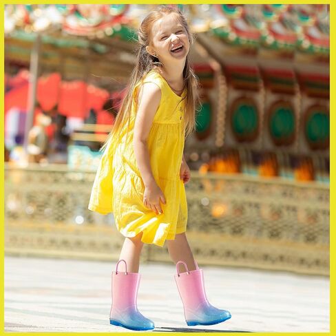 Puddle Play Kids 'PVC Glitter Rain Boots مع مقابض سهلة-سباركلي وخفيفة الوزن ، للفتيات والفتيان-أحجام الأطفال الصغيرة والطفل الصغير in Kuwait