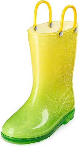 Puddle Play Kids 'PVC Glitter Rain Boots مع مقابض سهلة-سباركلي وخفيفة الوزن ، للفتيات والفتيان-أحجام الأطفال الصغيرة والطفل الصغير in Kuwait