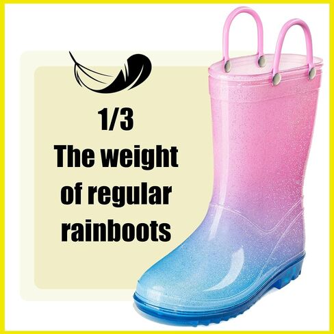 Puddle Play Kids 'PVC Glitter Rain Boots مع مقابض سهلة-سباركلي وخفيفة الوزن ، للفتيات والفتيان-أحجام الأطفال الصغيرة والطفل الصغير in Kuwait