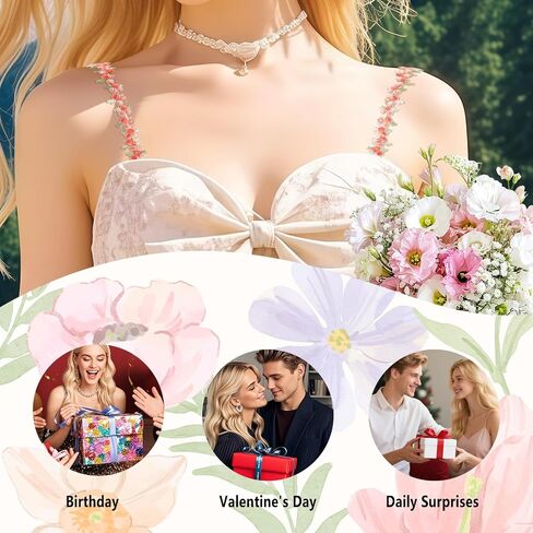 2Pairs Floral Bra Straps for Women Removable Invisible Decorative Cute Flower Lace Strap Replacement Non Slip Bra Strap in Saudi Arabia