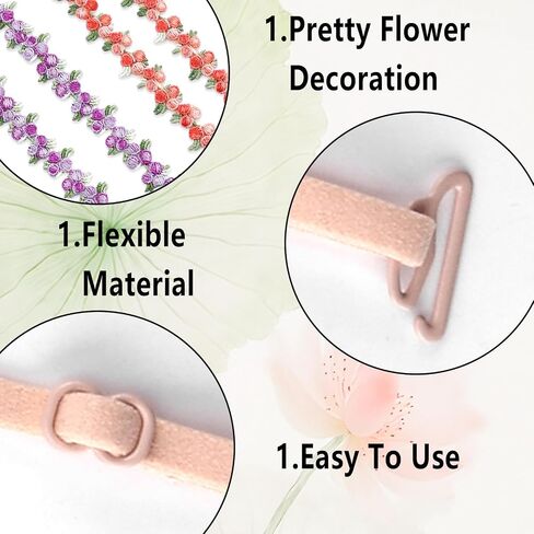 2Pairs Floral Bra Straps for Women Removable Invisible Decorative Cute Flower Lace Strap Replacement Non Slip Bra Strap in Saudi Arabia