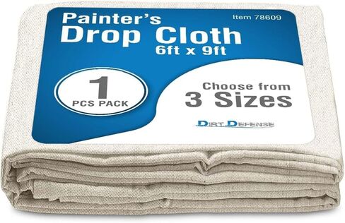 Dirt Defense Canvas Drop Clit Clit Cott Tarp Tarp Large Canvas for Art Supplies ، وقطعة قماش إسقاط لمستلزمات الطلاء/قماش القماش وغطاء الأثاث من الطلاء (حزمة 9ftx12ft من 1) in Kuwait