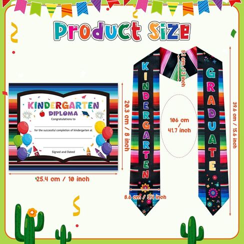 Preschool Graduation Sash and Certificate Diploma Set, Cute Kindergarten Graduation Stole Colorful Diploma for kid’s Grad Celebration of Achievement Award Congrats Grad Party Supplies (Pink) in Kuwait