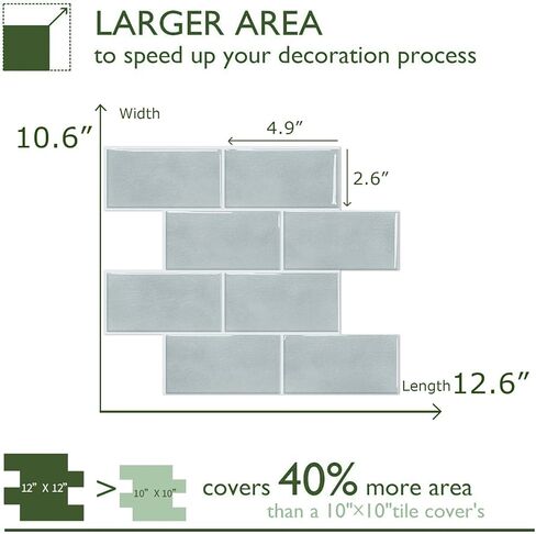 STICKGOO 10-Sheet Subway Tile Peel and Stick Backsplash, Self Adhesive Vinyl Wall Tiles, Stick on Backsplash for Kitchen and Bathroom(Thicker Design) in Kuwait