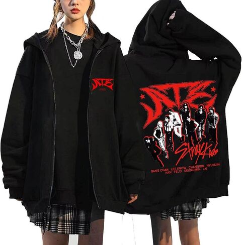 KPOP Stray Kids ألبوم جديد Ate Hoodie Jacket Felix Hyunjin Bangchan Leeknow Minho World Tour zippered Sweatershirt Screet in Kuwait