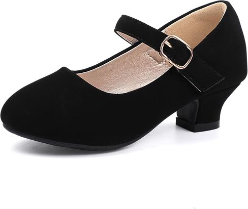 PANDANINJIA Molly Girls Dress Shoes Mary Jane Heels Flower Wedding Party Back to School Pump Shoes for Toddler Little Kid in Saudi Arabia