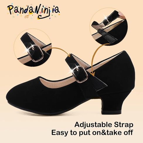PANDANINJIA Molly Girls Dress Shoes Mary Jane Heels Flower Wedding Party Back to School Pump Shoes for Toddler Little Kid in Saudi Arabia