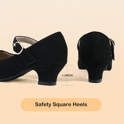 PANDANINJIA Molly Girls Dress Shoes Mary Jane Heels Flower Wedding Party Back to School Pump Shoes for Toddler Little Kid in Saudi Arabia
