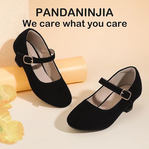 PANDANINJIA Molly Girls Dress Shoes Mary Jane Heels Flower Wedding Party Back to School Pump Shoes for Toddler Little Kid in Saudi Arabia