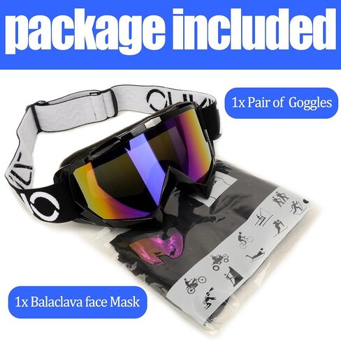 ATV Goggles with Balaclava face Mask for Men Women and Youth, Dirt Bike Motorcycle Motocross Riding Ski Goggles in Saudi Arabia