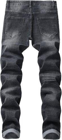 Men's Ripped Skinny Stretch Distressed Destroyed Slim Jeans Denim Pants in Saudi Arabia
