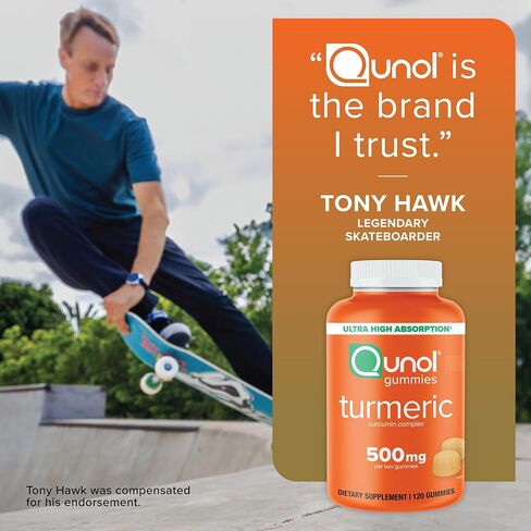 Qunol Turmeric Gummies, Gummy with 500mg Turmeric Curcumin, Joint Support Supplement, Ultra High Absorption Tumeric Curcumin, Vegan, Gluten Free, 2 Month Supply, 120 Count in Kuwait