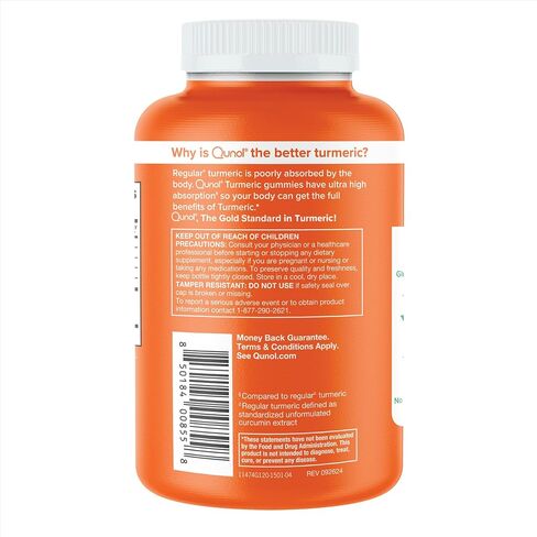 Qunol Turmeric Gummies, Gummy with 500mg Turmeric Curcumin, Joint Support Supplement, Ultra High Absorption Tumeric Curcumin, Vegan, Gluten Free, 2 Month Supply, 120 Count in Kuwait