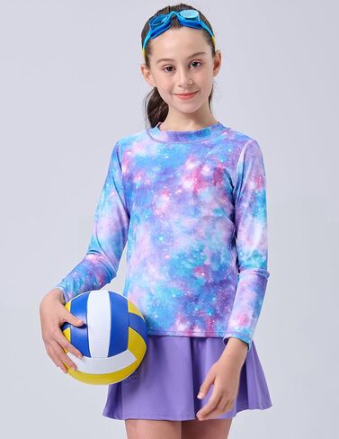 2 Pack: Girls Rash Guard Two Piece Bathing Suit Long Sleeve Swimsuit - Toddler Swimwear with Skirts Shorts 3T-12Y in Kuwait