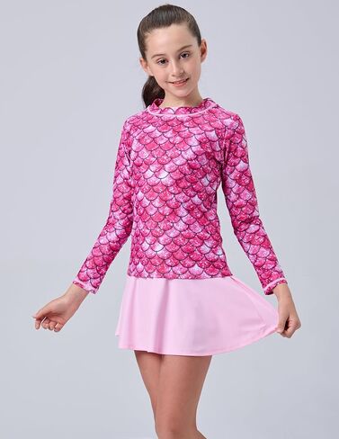 2 Pack: Girls Rash Guard Two Piece Bathing Suit Long Sleeve Swimsuit - Toddler Swimwear with Skirts Shorts 3T-12Y in Kuwait