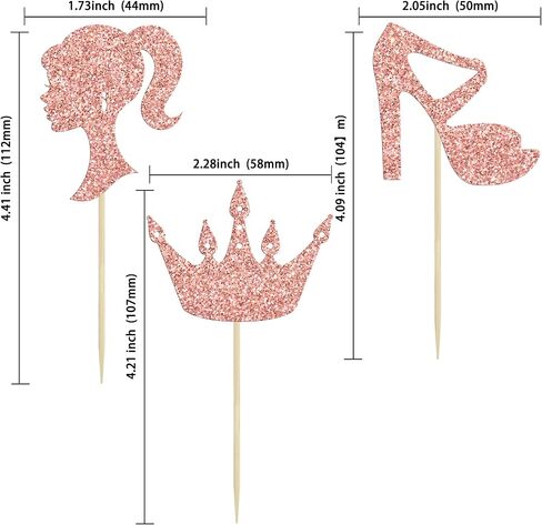 ephlyn 24pcs Hot Pink Glitter Princess Cupcake Topcake Doll Heal High Heel Cupcake Topper Girl Birthdy موضوع كب كيك لالتقاط اللوازم حفلة عيد ميلاد للاستحمام in Kuwait