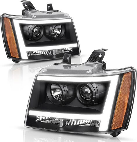 AUTOSAVER88 Headlight Assembly Compatible with 2002 2003 2004 2005 2006 Chevy Avalanche Pickup with Body Cladding Models Black Housing in Kuwait