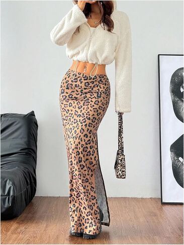 MakeMeChic Women's Faux Fur Bunny Ear Crop Teddy Coat Full Zip Drawstring Long Sleeve Fleece Outerwear in Saudi Arabia