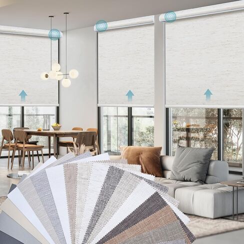 SmartWings Motorized Smart Blinds with Remote, Custom Automatic 100% Blackout Roller Shade Compatible with Alexa/Homekit/Google, Electric Smart Blinds for Indoor Windows, Multi-Color Samples in Saudi Arabia