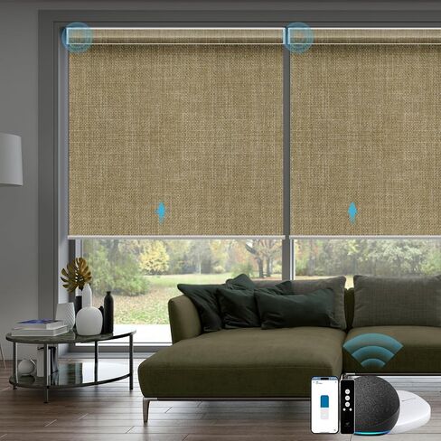 SmartWings Motorized Smart Blinds with Remote, Custom Automatic 100% Blackout Roller Shade Compatible with Alexa/Homekit/Google, Electric Smart Blinds for Indoor Windows, Multi-Color Samples in Saudi Arabia