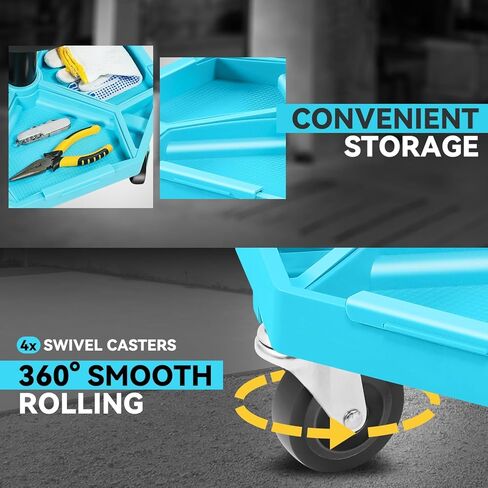 Auto Dynasty Mechanic Stool, Adjustable Rolling Pneumatic Creeper Garage Shop Seat with Tool Tray, 300 LBS Roller Seat for Workshop Auto Repair, Adjustable Height 15.7" to 21", Black/Red in Kuwait