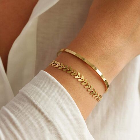 Starain Rose Gold Beaded Bracelets for Women 18K Gold Plated Beaded Ball Stackable Stretch Bracelet Gold Cuff Bangle Set in Kuwait