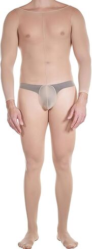 htruiya مثير bodystbocking رجالي الملابس الداخلية كاملة الجسم تخزين رقيقة ماتي رجال الأسود جولة الرقبة طويلة الأكمام in Kuwait