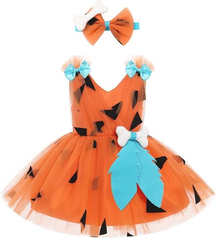 IMEKIS Toddler Girls Tulle Dress Headband Strawberry Cow Tutu Birthday Party Outfit Cake Smash Photo Shoot 1-6T in Kuwait