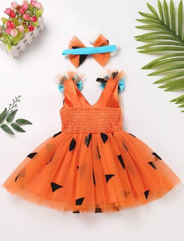 IMEKIS Toddler Girls Tulle Dress Headband Strawberry Cow Tutu Birthday Party Outfit Cake Smash Photo Shoot 1-6T in Kuwait