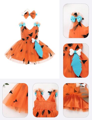 IMEKIS Toddler Girls Tulle Dress Headband Strawberry Cow Tutu Birthday Party Outfit Cake Smash Photo Shoot 1-6T in Kuwait