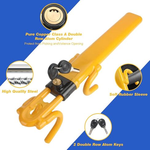 Steering Wheel Lock Anti Theft Car Device Steering Wheel Lock Anti-Theft Device Steering Lock Car Steering Wheel Lock Heavy Duty Secure Device(Yellow) in Saudi Arabia