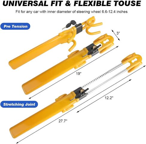 Steering Wheel Lock Anti Theft Car Device Steering Wheel Lock Anti-Theft Device Steering Lock Car Steering Wheel Lock Heavy Duty Secure Device(Yellow) in Saudi Arabia