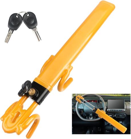 Steering Wheel Lock Anti Theft Car Device Steering Wheel Lock Anti-Theft Device Steering Lock Car Steering Wheel Lock Heavy Duty Secure Device(Yellow) in Saudi Arabia