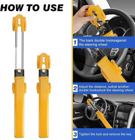 Steering Wheel Lock Anti Theft Car Device Steering Wheel Lock Anti-Theft Device Steering Lock Car Steering Wheel Lock Heavy Duty Secure Device(Yellow) in Saudi Arabia