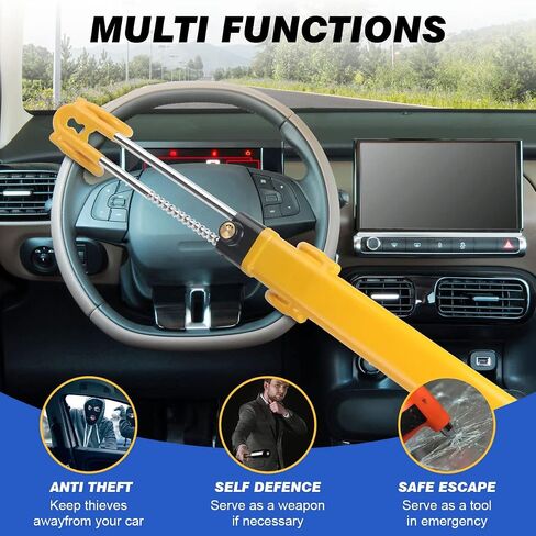 Steering Wheel Lock Anti Theft Car Device Steering Wheel Lock Anti-Theft Device Steering Lock Car Steering Wheel Lock Heavy Duty Secure Device(Yellow) in Saudi Arabia
