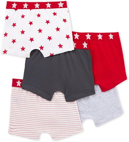 Petit Bateau Boys '5 Pack Boxers و Solid Box -Box Boxband مع Star Weistband in Kuwait