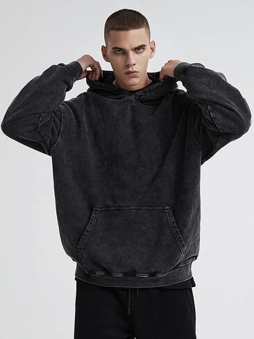 Mens Hoodies Vintage Oversized Hoodie Acid Wash Couples Cotton Pullover Hoodies for Men Streetwear Sweatshirts in Saudi Arabia