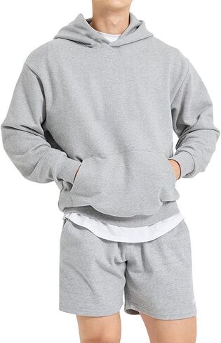 هوديز الرجال فضفاضة ملائمة pullover الأزياء عارضة الأكمام الطويلة مقنعين مع جيب in Kuwait