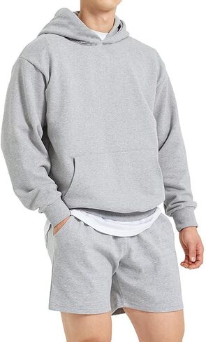 هوديز الرجال فضفاضة ملائمة pullover الأزياء عارضة الأكمام الطويلة مقنعين مع جيب in Kuwait