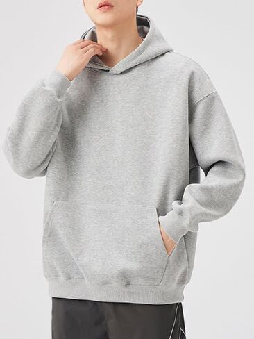 هوديز الرجال فضفاضة ملائمة pullover الأزياء عارضة الأكمام الطويلة مقنعين مع جيب in Kuwait