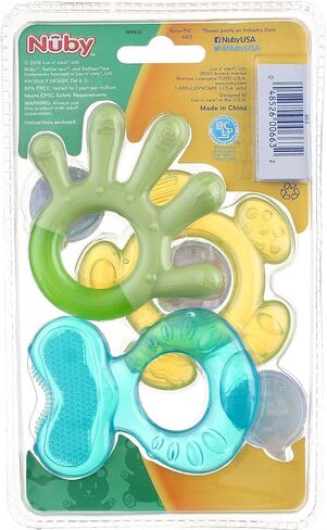 Nuby 3 خطوة مهدئة Teether 3 قطعة- الأمام ، الأوسط ، تسنين الأسنان الخلفية- الوردي/الأرجواني ، 3 م+ in Kuwait