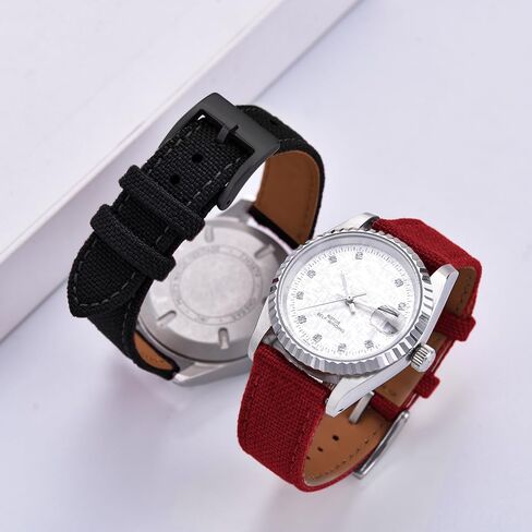 Premium Soft Hybrid (Leather and Sailcloth) Watch Bands for Men Women,18mm 20mm 22mm Multiple Sizes Quick Release Replacement Watch Straps in Kuwait